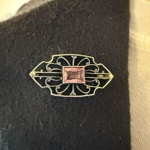 Vintage Sterling Silver with Brooch with   Amethyst